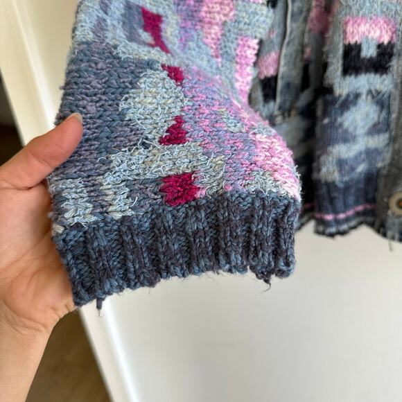 Free People Bluebell Oversize Knit Cardigan Sweater Blue Purple S NWT - Picture 10 of 11